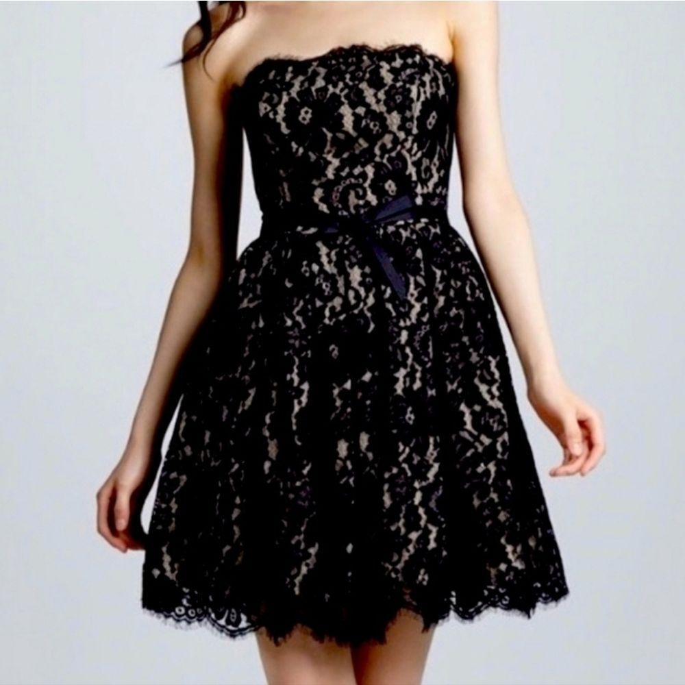 💛 💰 Robert Rodrigues for Target Black Lace Strapless Dress. Size 4‎